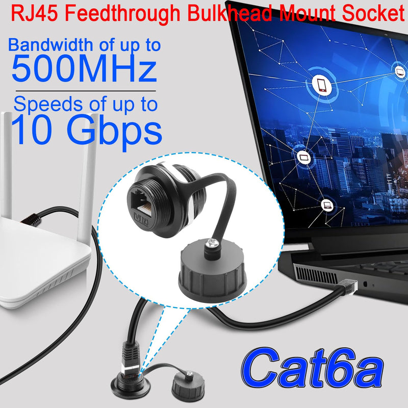 [AUSTRALIA] - QIANRENON Cat6a RJ45 Waterproof Network Adapter, Female to Female Panel Mount, Outdoor Network, 2 Pack 