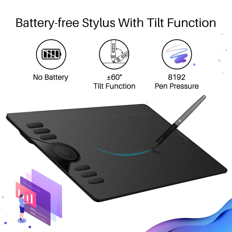 HUION Inspiroy HS610 Drawing Tablet and Palm Rejection Artist Glove