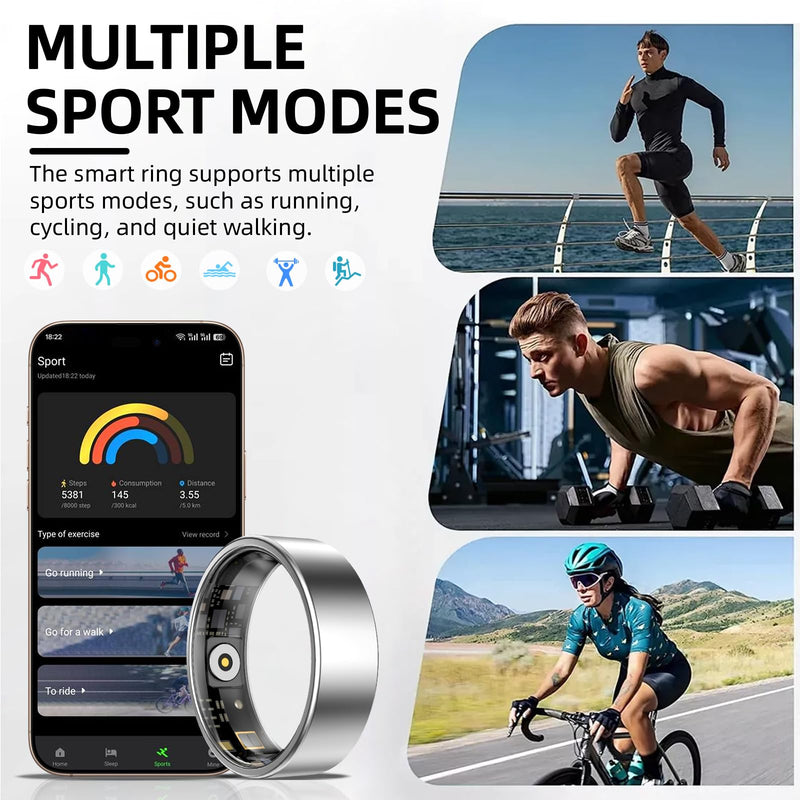 AI Smart Ring for Women Men - Sleep Tracker Ring with Heart Rate, Blood Oxygen, 10ATM Waterproof Fitness Ring, Step Counter & GPS Activity Fitness Tracker,7-Day Battery for iOS/Android (Silver, 13) silver