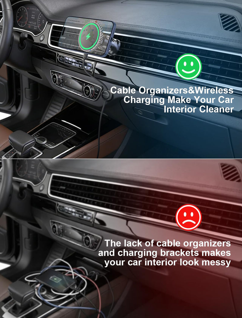 for iPhone Magsafe Car Mount Charger Vent-LED Wireless Car Charger | Magnetic Car Phone Holder HandsFree Car Mount Fast Car Charger for iPhone 17/16/15/14/13/12 Series Carbon Firber Gcarbon fiber