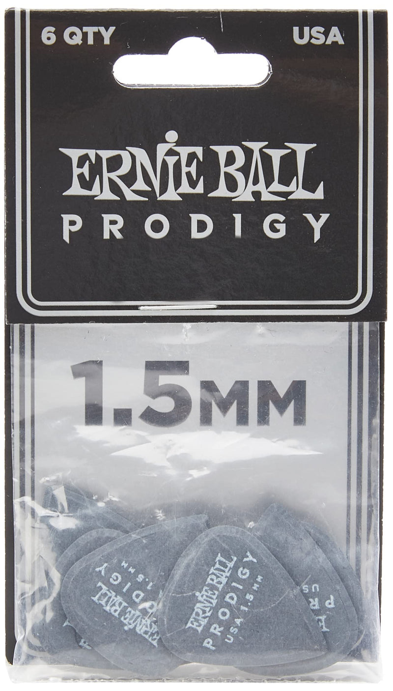 Ernie Ball Prodigy Guitar Picks, Standard, Black 1.5mm, 6-pack (P09199) Black (1.5mm)
