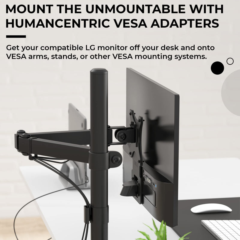 HumanCentric VESA Mount Adapter for LG Monitors 24MP58VQ, 24MP58VQ-P, 24MP59HT, 24MP59HT-P, and 24MP60VQ, VESA Adapter Bracket Mounts Monitor to VESA Stand, Arm or Desk Mount with 75x75 or 100x100 mm