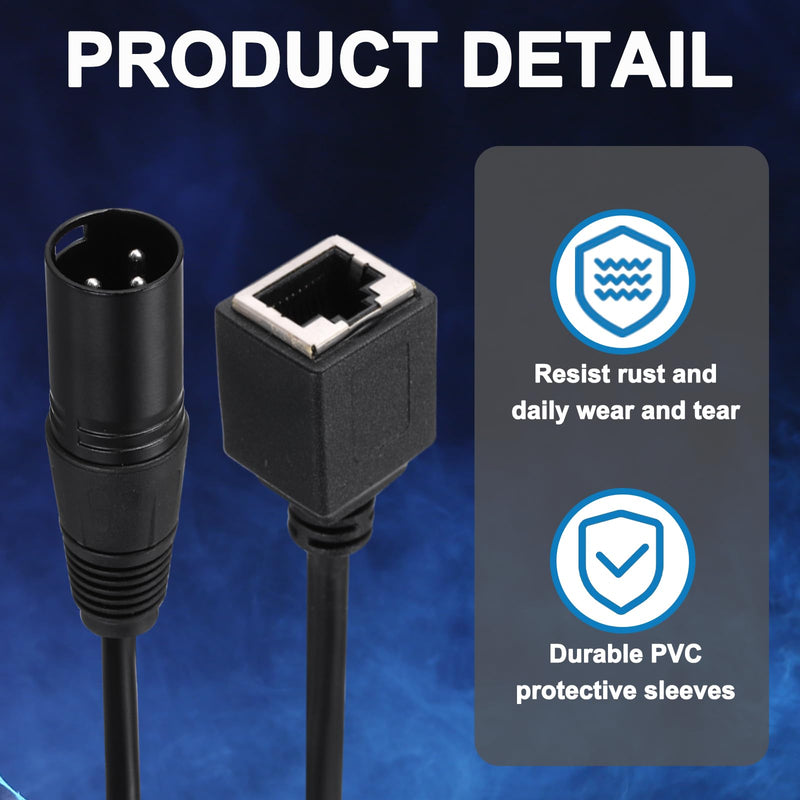 MECCANIXITY 3 Pin DMX512 XLR to RJ45 Female Adapter Cable, 4pcs 1.6ft Microphone Extension Cable for Stage Studio Console Lighting