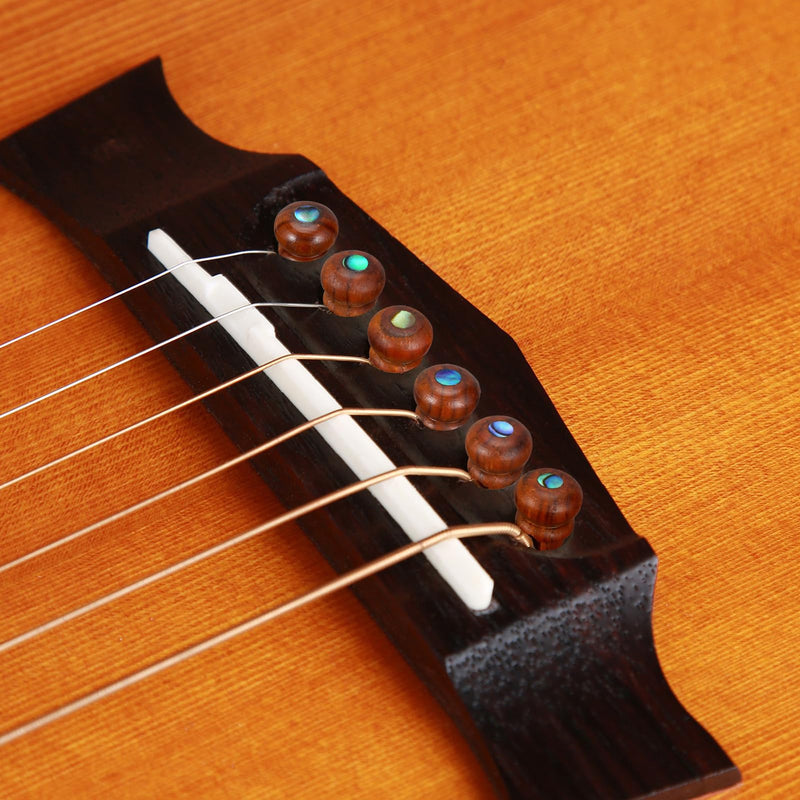 Blisstime 6pcs Rosewood Guitar Bridge Pins Inlaid Abalone Dot Acoustic Guitar Replacement Parts (yellow brown) yellow brown