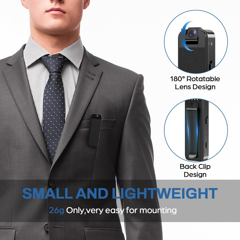 Mini Body Camera,Premium Portable 1080P Small Body Camera with Night Vision and Motion Detection Wearable for Office, Law Enforcement, Security Guard (Built- in 64GB Memory Card) (64GB)