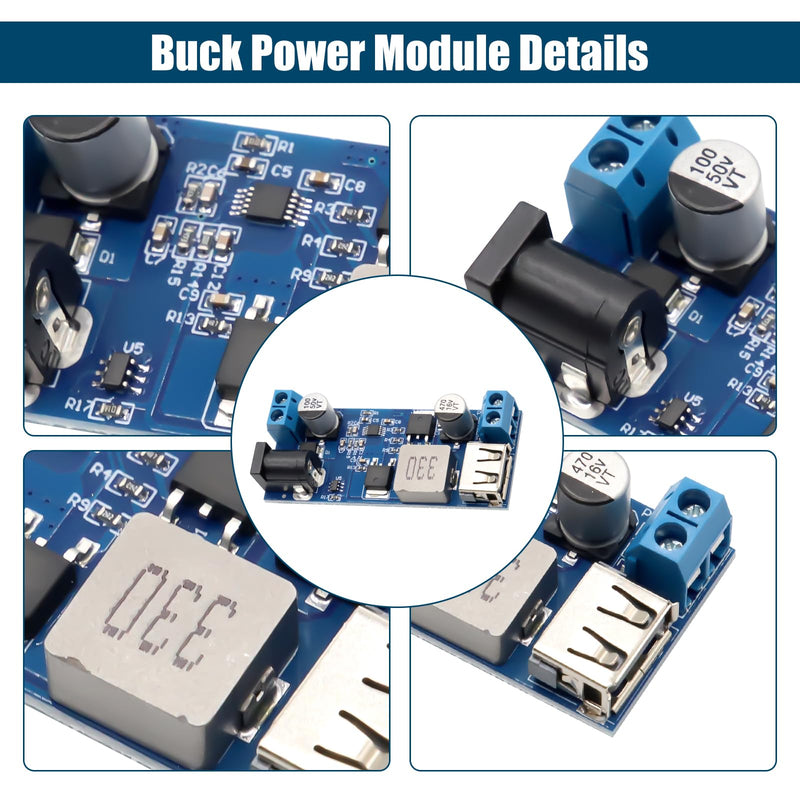Step Down Converter Binghe Pack of 2 DC-DC 24V/12V to 5V 5A Step Down Power Supply Buck Converter with USB Port Step-Down Converter Module with Fast Charge Recognition Chip Compatible with Arduino