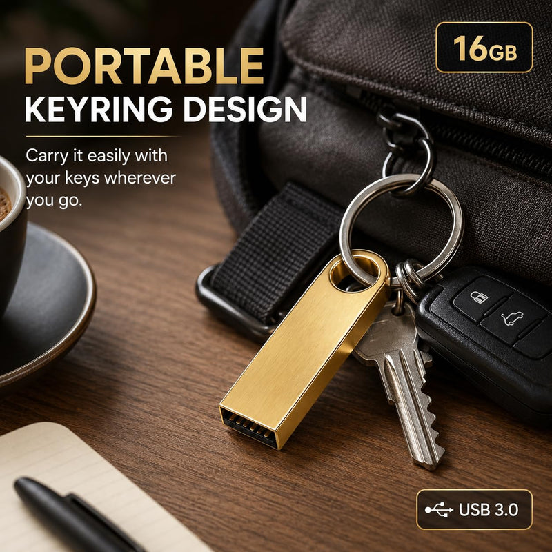 16GB USB 3.0 Flash Drive for Voice Recorders - Portable USB-A Drive for Audio File Backup - Thumb Drive Compatible with PC, Audio Recorders Black