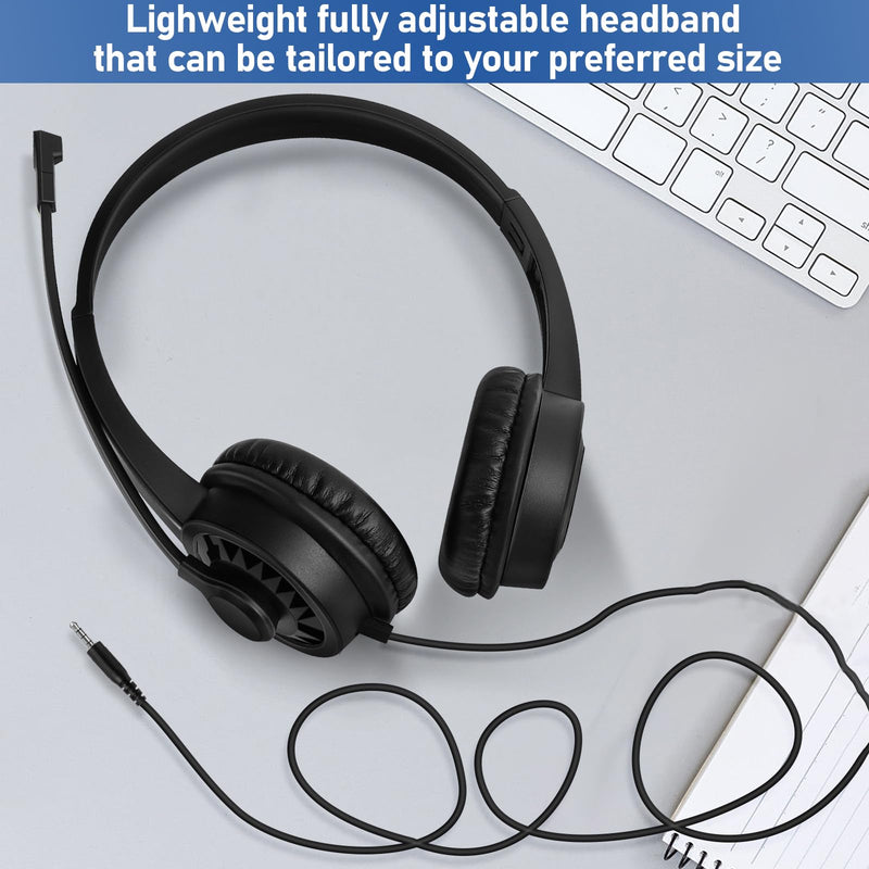[AUSTRALIA] - Headsets with Microphone 5 Pack Bulk- Noise Canceling Computer Headphones for School, Office, Meetings, Chat, 3.5mm Wired PC Headphones with Rotating Mic Works for Laptop LS06-5 Pack 