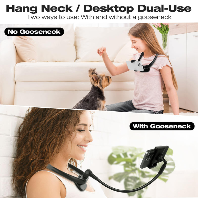 [AUSTRALIA] - Cell Phone Stand, Neck Cell Phone Holder, Hand Free Flexible Gooseneck Phone Holder for Bed, Neck Phone Holder POV/Vlog Selfie Mount, Universal Multi-Functional Phone Stand for 4.7''-6.7'' Phone 