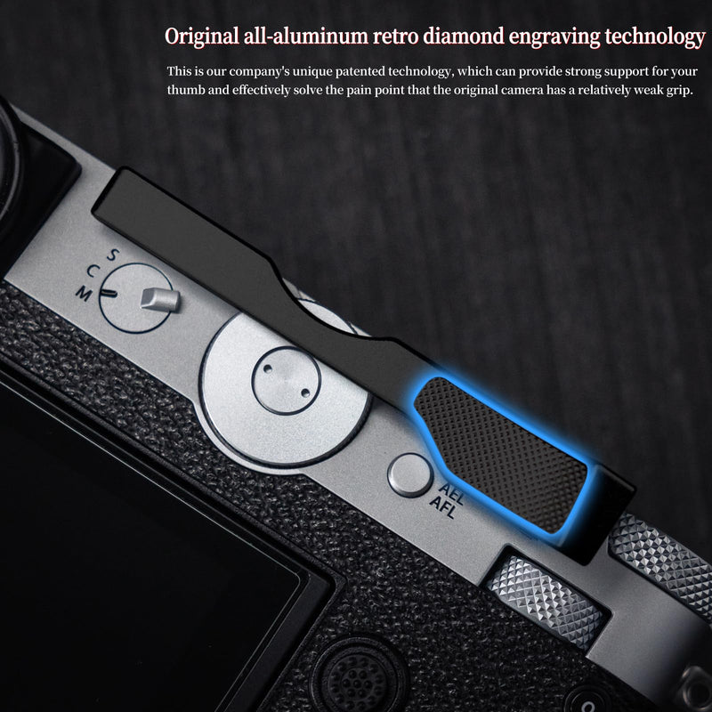 [AUSTRALIA] - Iborrys Thumb Up Grip ，Compatible with Fujifilm Fuji GFX100RF Camera, Hot Shoe Thumb Rest Support Grip ，Original All-Aluminum Retro Diamond Engraving Technology | Improves Shooting Stability (Black) Black 