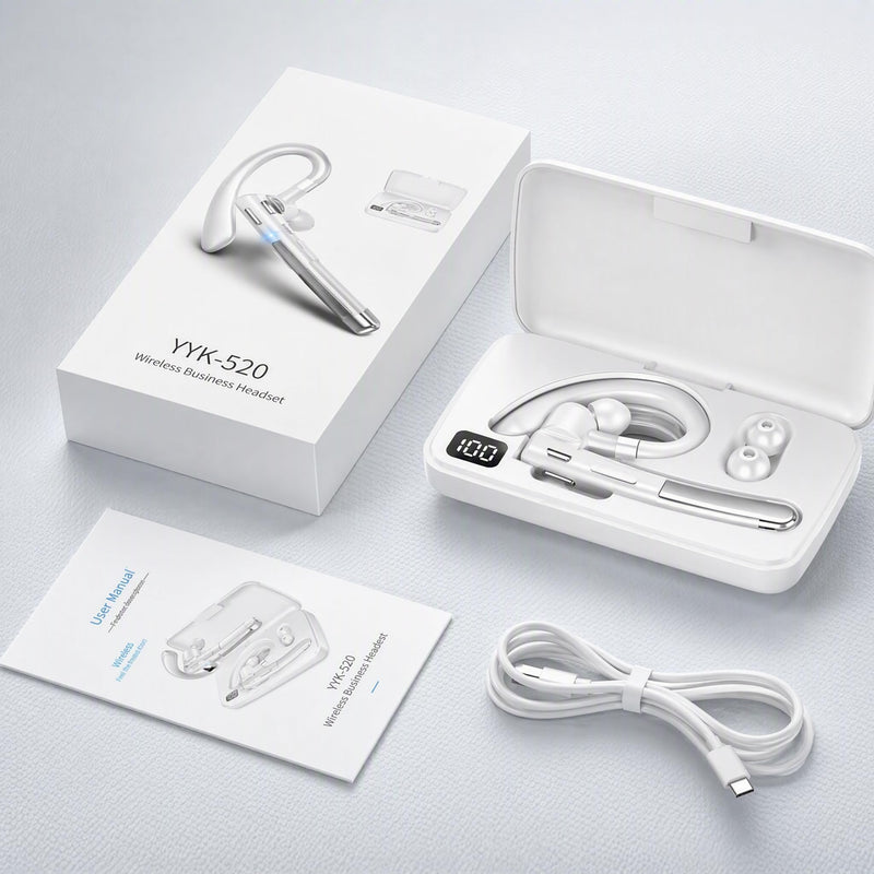 Hsility Bluetoth Earbuds with Mic for Office 270 Degree Rotatble Wireless Earbuds for Truck Driver White