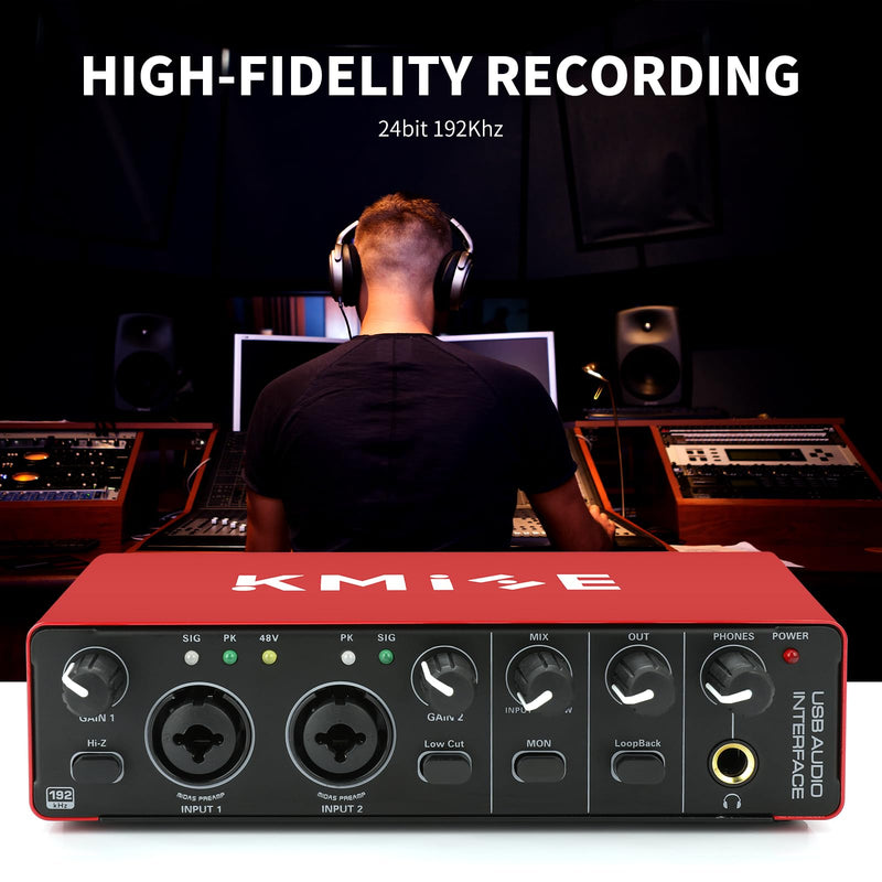 Kmise USB Audio Interface for Guitarists, Vocalists, Podcasters or playback studio quality sound