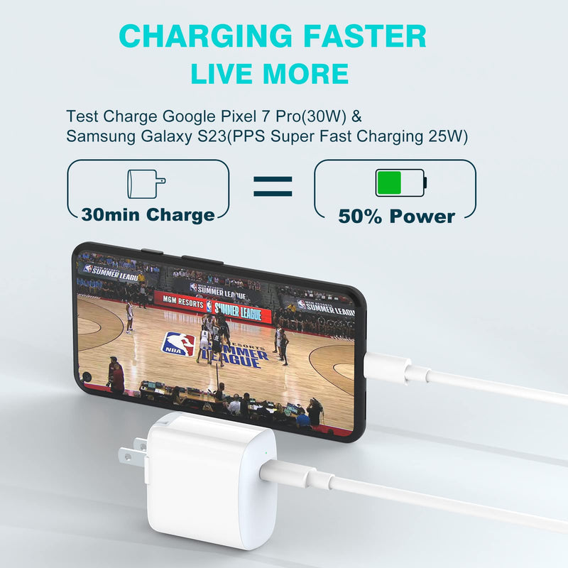 [AUSTRALIA] - 30W USB C Charger for iPad Pro 12.9, 11 inch 2023 2022 2021 2020 2019 2018, iPad Air 5 4, Mini 6, iPad 10, MacBook Air, iPhone 15 Pro Max Plus, Google Pixel 7 Pro, Vision Pro, 6.6ft USB-C Cable 