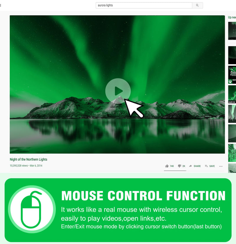 Green Light Wireless Presentation Clicker with Air Mouse, 2.4GHz Rechargeable USB-A/USB-C PowerPoint Clicker Slide Advancer, Presenter for PC, Mac, Computer Green L+Rechargeable+Mouse