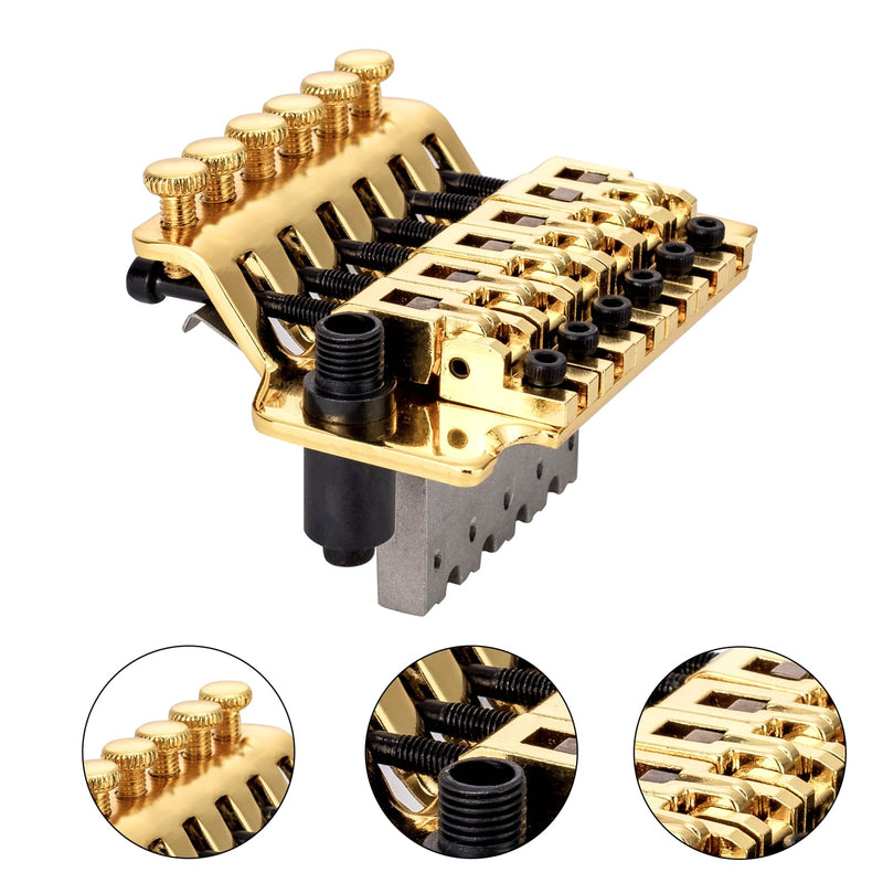 [AUSTRALIA] - Swhmc Floyd Rose Type Locking Tremolo Bridge, Gold 2-Point Electric Guitar Bridge & Parts Set w/Bar for Strat, Replacement Guitar Hardware 