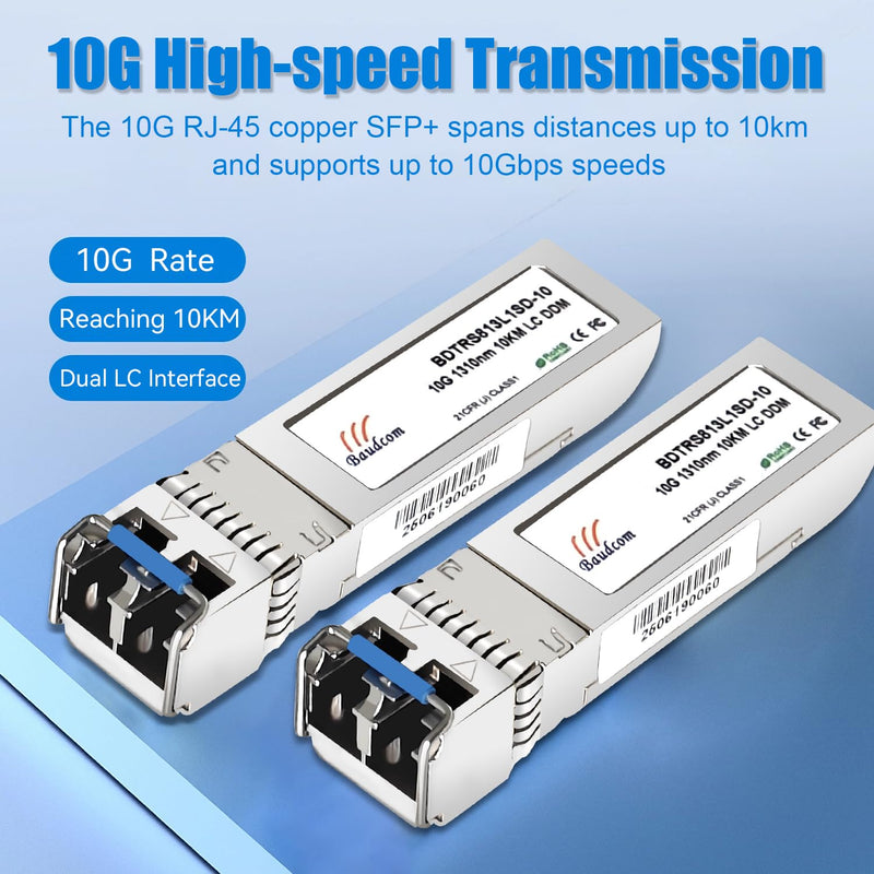 10GBASE-LR SFP+ transceiver 10KM, 10G SFP LR singlemode Module Compatible with Cisco SFP-10G-LR, MA-SFP-10GB-LR, Ubiquiti UniFi UF-SM-10G, Mikrotik S+31DLC10D, Netgear AXM762, 2 Pack 10GBase-LR: 10km x2
