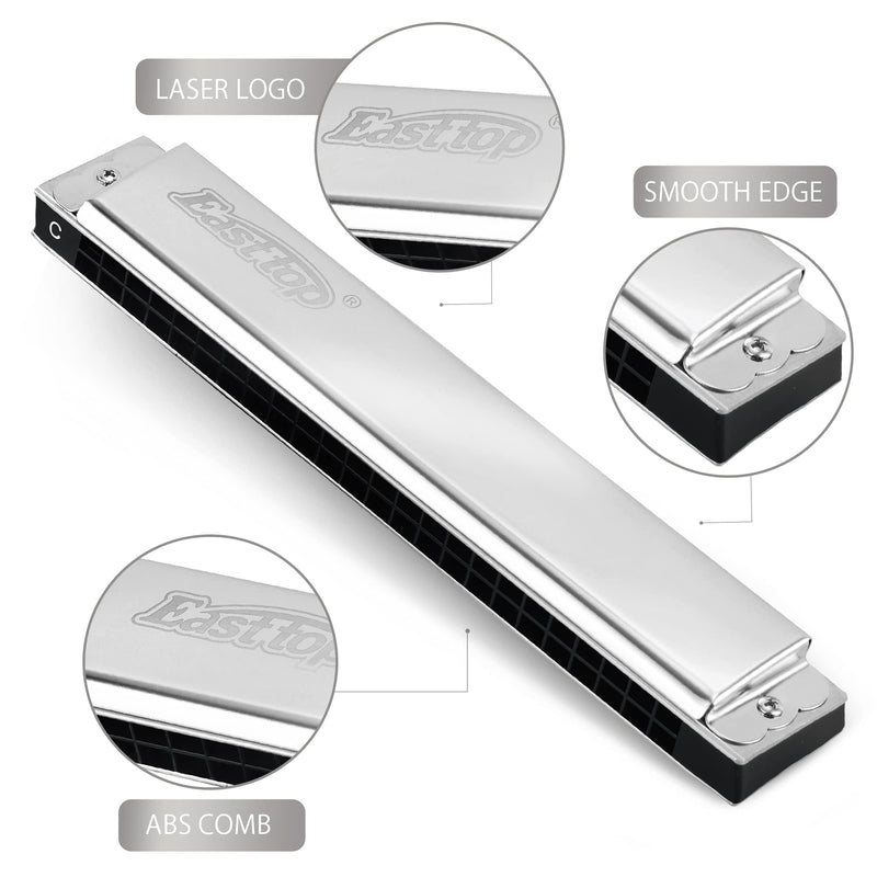 [AUSTRALIA] - East top 24 Holes Professional Tremolo Harmonica Musical Instrument for Adults (T2403-C) 