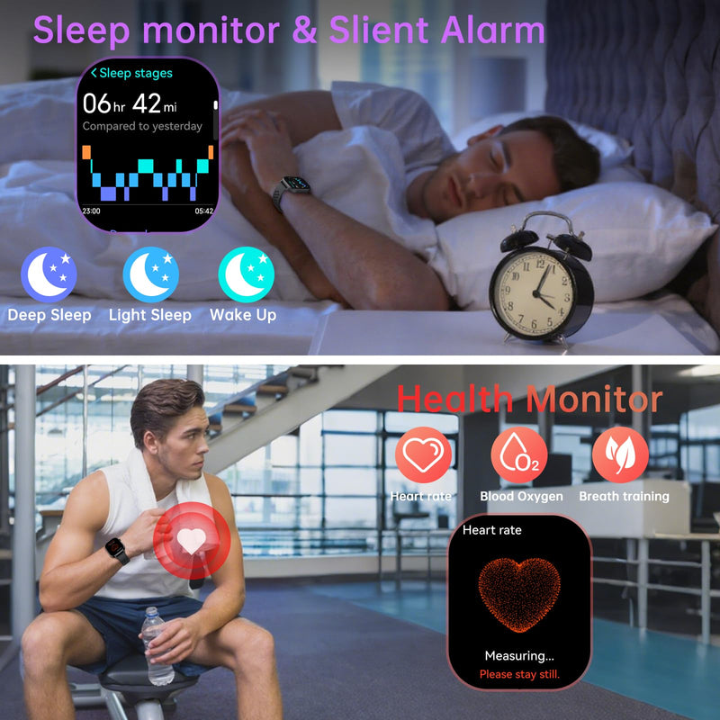 Smart Watch for Men GPS, 2.06"HD AMOLED Military Multisport Fitness Tracker with Bluetooth Call/Compass/Barometer/Altitude 5ATM Water-Resistance Heart Rate/Sleep Monitor, Outdoor for Android iOS Black