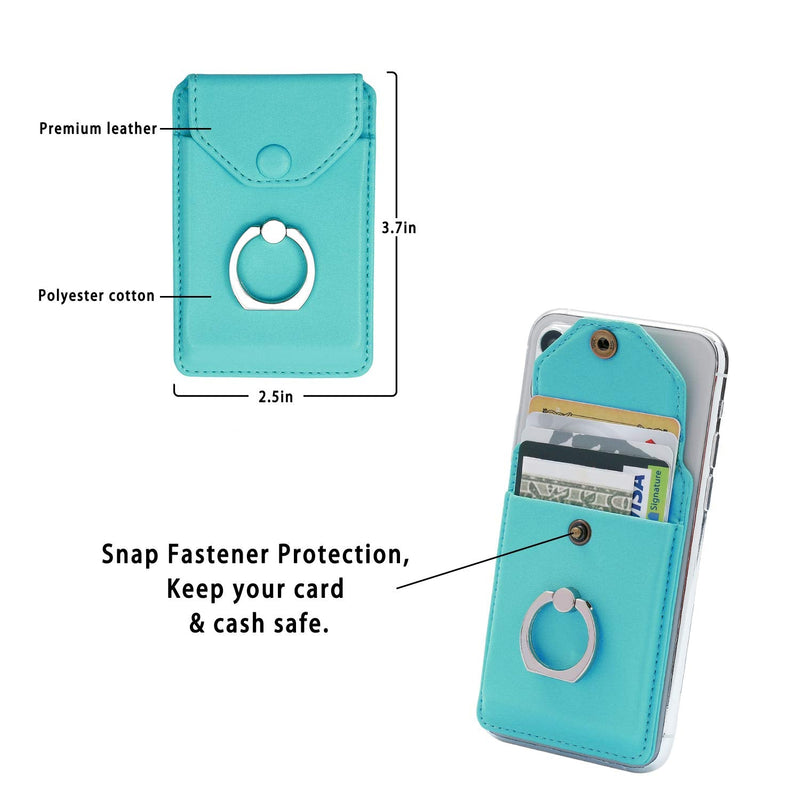 Cell Phone RFID Ring Stand Stick on Wallet for Back of Phone for iPhone Android and All Smartphones Adhesive Credit Card Holder for Cell Phone-Green Green