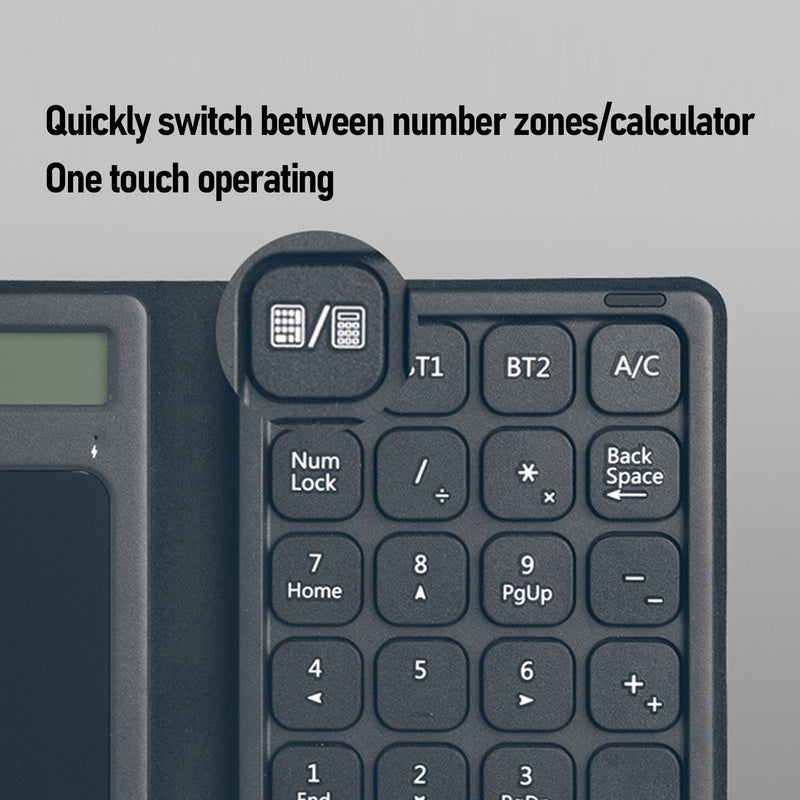 Focket 23 Keys Numeric Keypad, Wireless Number Pad with Touchpad Calculator 3 in 1 Foldable Ultra Thin Design PU Leather Case for Laptop Tablet PC OS X