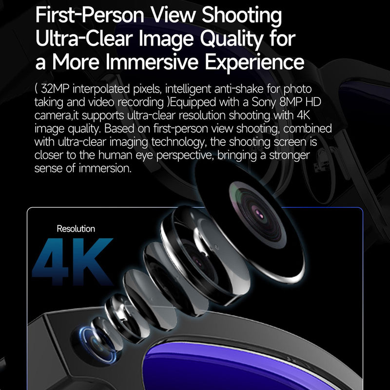 7 in 1 AI Smart Glasses with Camera W630 | 8MP HD Video Recording, AI Voice Assistant, Real-Time Translation, Anti-Blue Light, Bluetooth Call & Music
