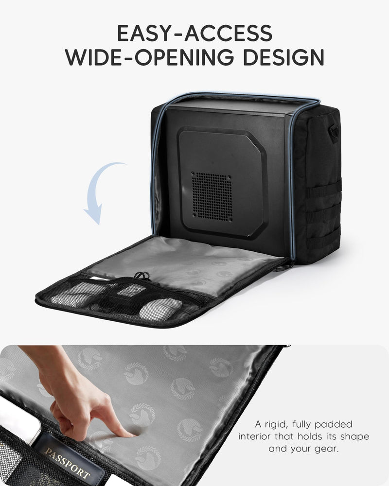 Micro Computer Desktop Tower Carrying Case Compatible with Mini-ITX,18x14x8 Travel Storage Bag for PC's Box Moving, Keyboard, Mouse and Accessories,Black Black Medium