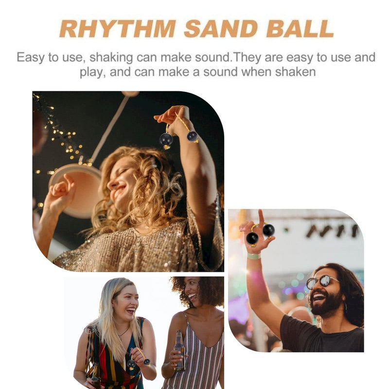 Aslatuas Rhythmic Ball Kashaka Instrument, 2 Pair ABS Kashaka Music Egg Shakers, Double Gourd, Easy to Play for Adults & Teenagers at Parties, Shows(Black) Black