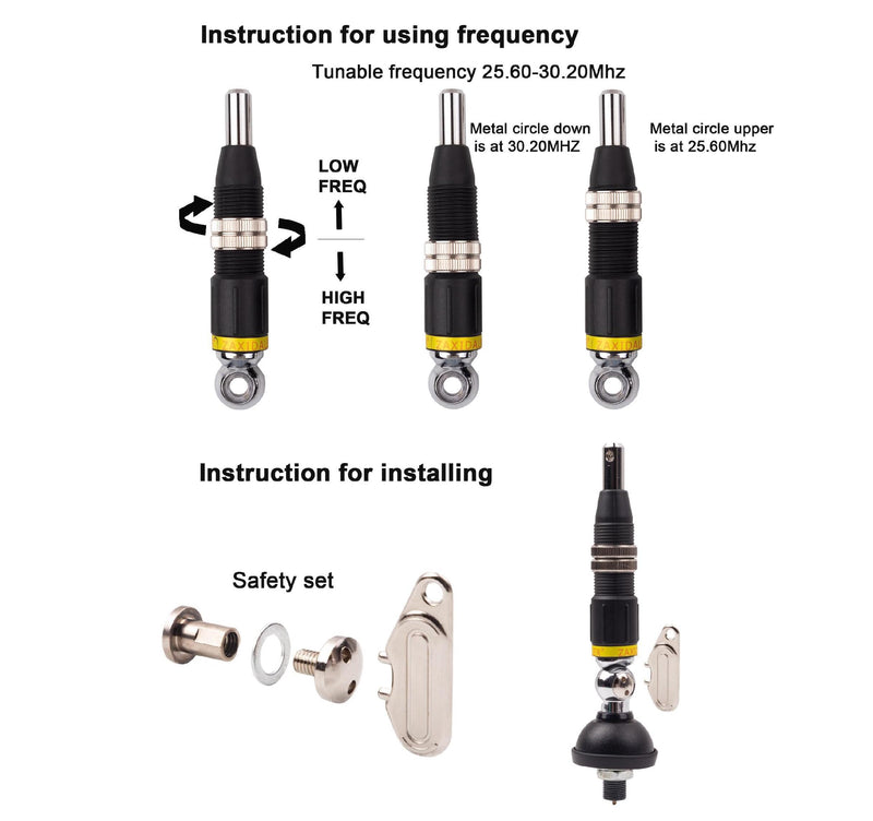 VECTORCOM 10m & CB Mobile Mount Antenna Kit with 3M RG58 Coaxial Cable with PL259 Plug,Suitable for CB Radio and 10 Meter Radio S327N