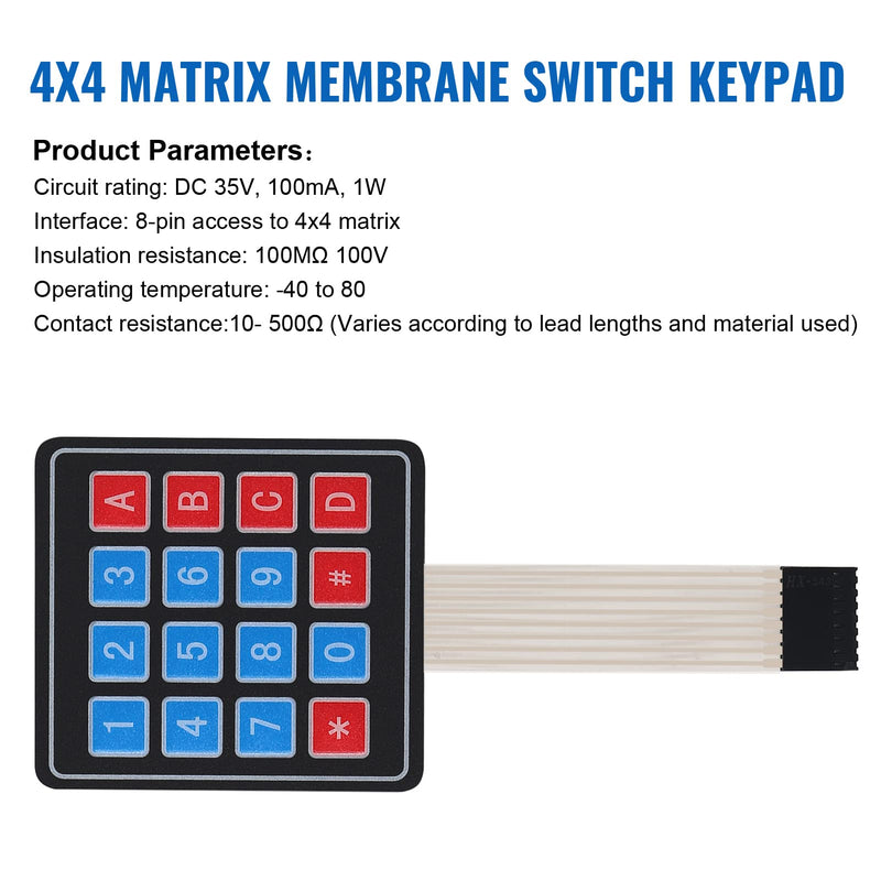 10pcs 4x4 Matrix Array Membrane Switch Keypad Keyboard 16 Key Matrix Array Membrane Switch 8pin Keypad Keyboard Microcontroller