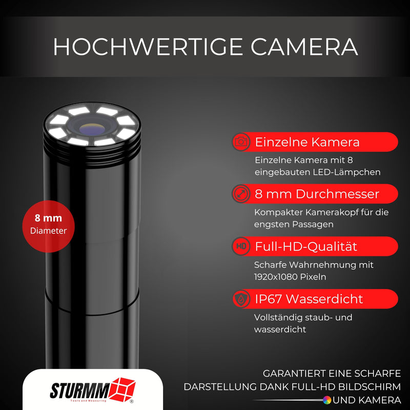 Industrial Endoscope with Single Camera, 5 Meter Cable and 4.3 Inch LCD Display