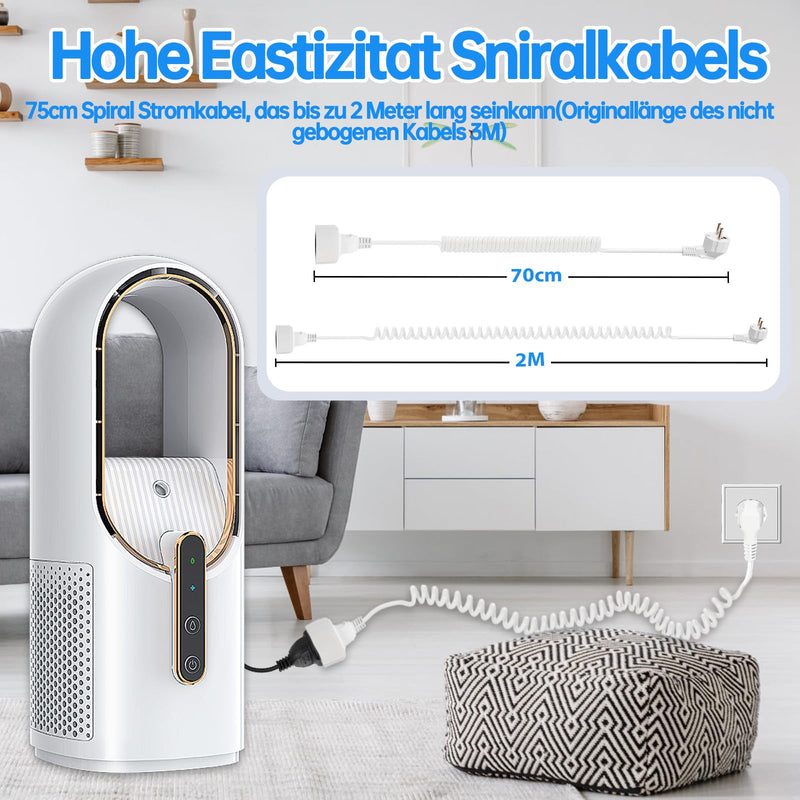 Schuko Extension Cable Spiral Cable 2 m Protective Contact Spiral Extension 0.6 m to 2 m Stretchy Spiral Cable Plug Extension Short with Coupling 230 V/16 A for Home, Office, Outdoor, White Schuko extension cable, coiled cable, white
