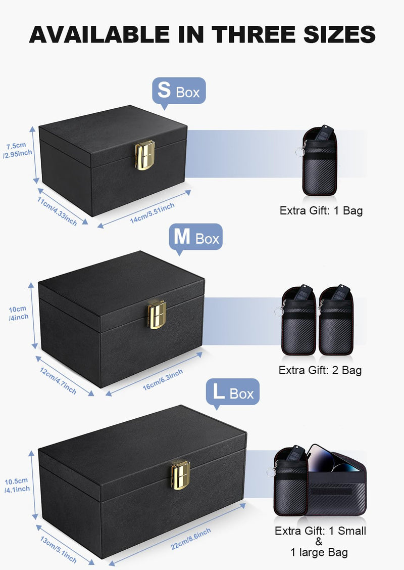 Samfolk Faraday Box with Faraday Bags for Car Keys, Car Key Signal Blocking Box, Keyless Entry Car Key Safe Protector Anti-Theft Shielding Cage (Small) Small