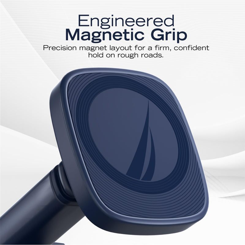 Nautica PH120 Universal 3-in-1 Magnetic Car Phone Holder for iPhone, Android, Samsung, Google, Huawei & Nokia Smartphones, Clip-On & Suction Cup Phone Mount with 360° Rotation, Secure & Steady Grip
