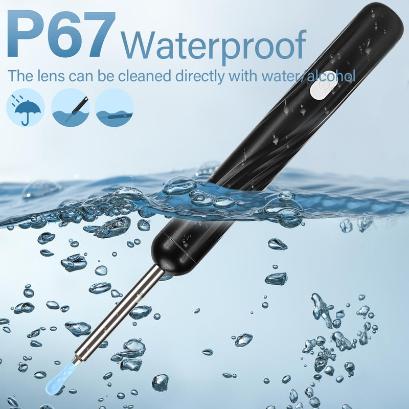 Pavlleen Ear Wax Remover Otoscope, with 6 LEDs and 3.5 mm Lens, IP67 Waterproof Otoscope, 360° Wide Angle Otoscope Camer, WiFi Ear Cleaner, Ear Cleaning for iPhone, iPad and Android Smartphones