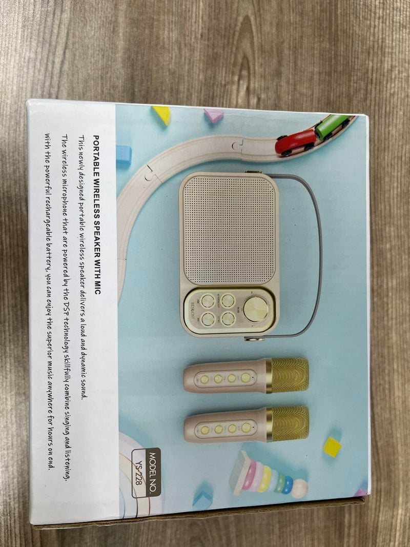 Mini Karaoke Machine for Kids with 2 Wireless Microphone, Portable Bluetooth Speaker, Kids Karaoke Machine to Sing Anywhere, for Girls, Ideal for Party, Birthday, Family Meeting Pink