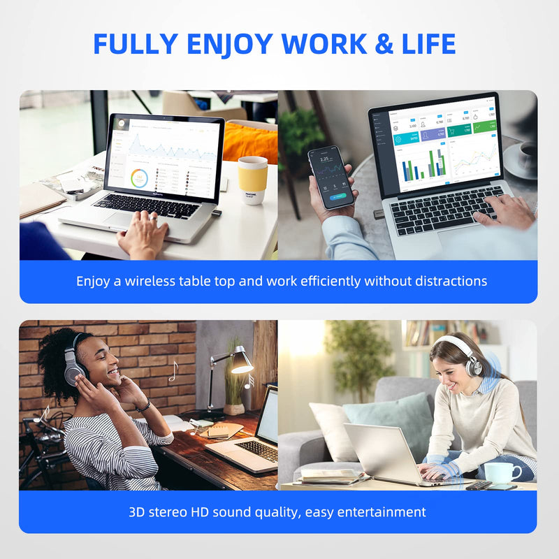 Smof USB Bluetooth Audio Adapter for PS5, PS4,Switch,Mac. Compatible Bone Conduction Headsets Wireless Audio Transmitter Dongle with aptX Low Latency Support, USB Bluetooth 5.2 Adapter
