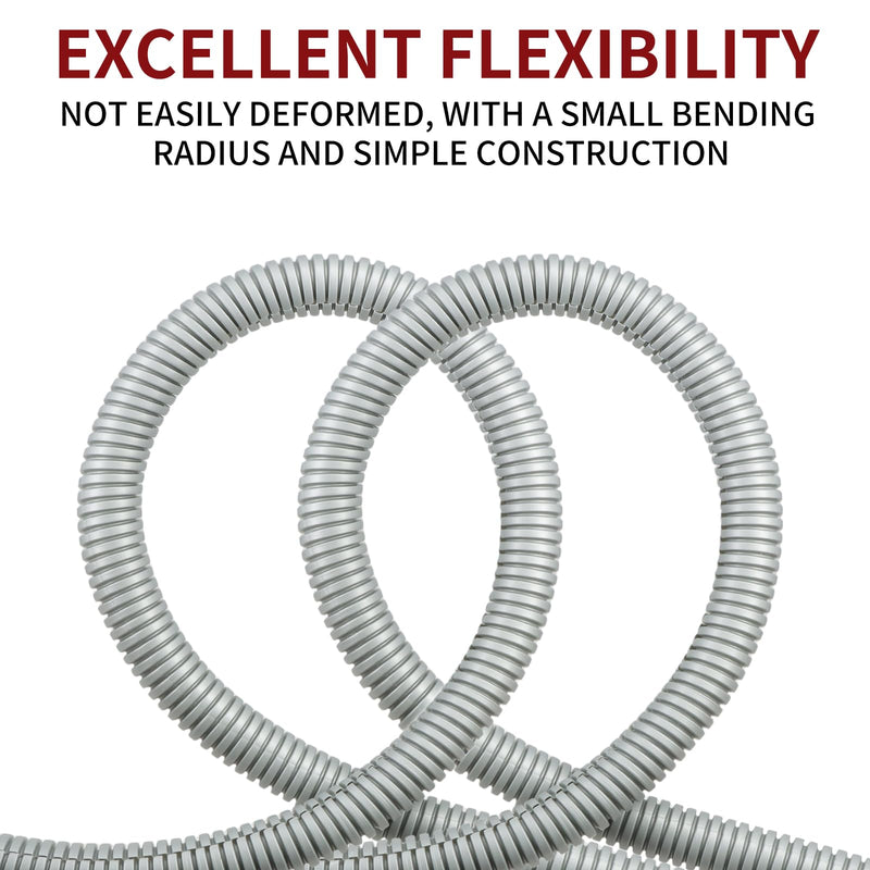 Split Wire Loom Tubing, Flexible Conduit Cable Protector for Automotive Wiring Home Theater Industrial Cable Management (Gray, 13mm(0.51in)-25ft) Gray