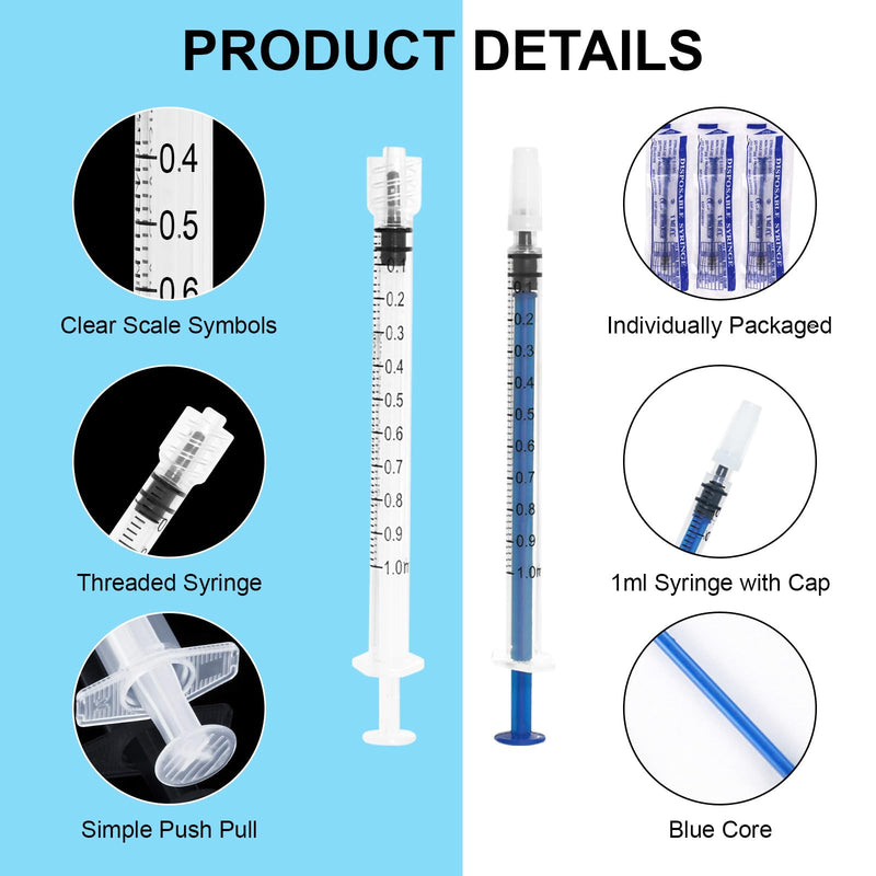 [AUSTRALIA] - Colostrum Syringe Set, 1 ml, 3 ml, 5 ml, 10 ml, Dosing Syringe with Blunt Needle and Cap, Reusable Syringe, Plastic Syringe for Animal Feeding, Industry, Laboratory, Pack of 15 