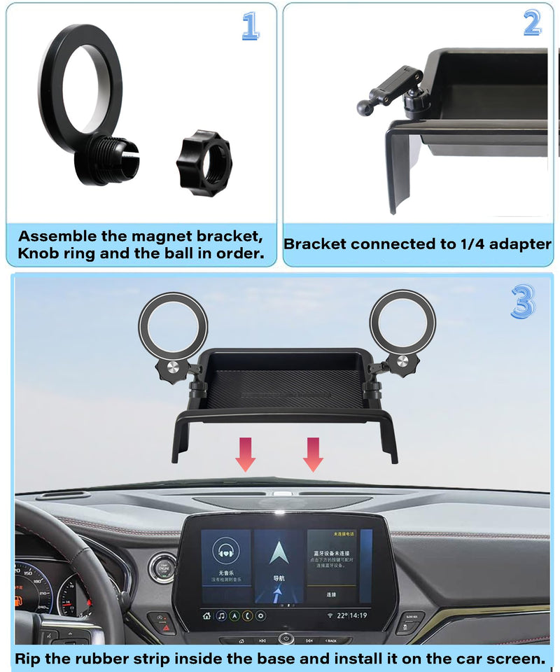 Car Phone Holder for Chevrolet Blazer 2023 2024 2025 2026 Accessories Apply to 10.2 Inch Touchscreen Fixed Clip MagSafe Cell Phone Mount with Dashboard Storage Tray for 2023-2026 Blazer(10.2 Inch+magnetic*2)