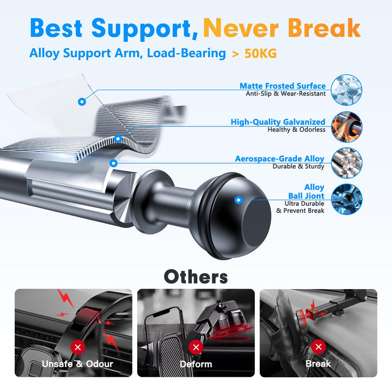 isuke for MagSafe Car Mount, [80+LBS Strongest Suction & Ultra-Durable] [16 Strongest Magnets] Aluminum Alloy Magnetic Phone Holder for Car Dashboard Windshield for iPhone Samsung All Smartphones Black