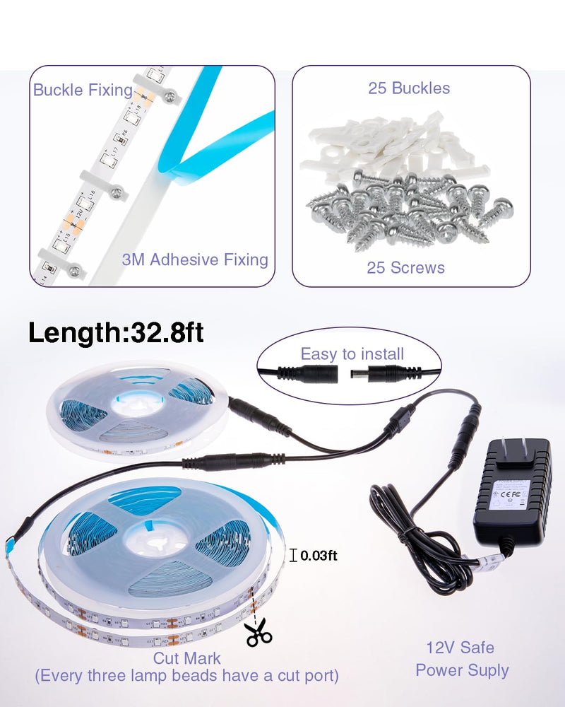 Onforu 65.6ft LED Black Light Strip, 1200 Units Lamp Beads, 12V Flexible Blacklight Fixtures, 20m LED Ribbon, Non-Waterproof Black Lights for Glow Party, Indoor Birthday Halloween Party, Body Paint