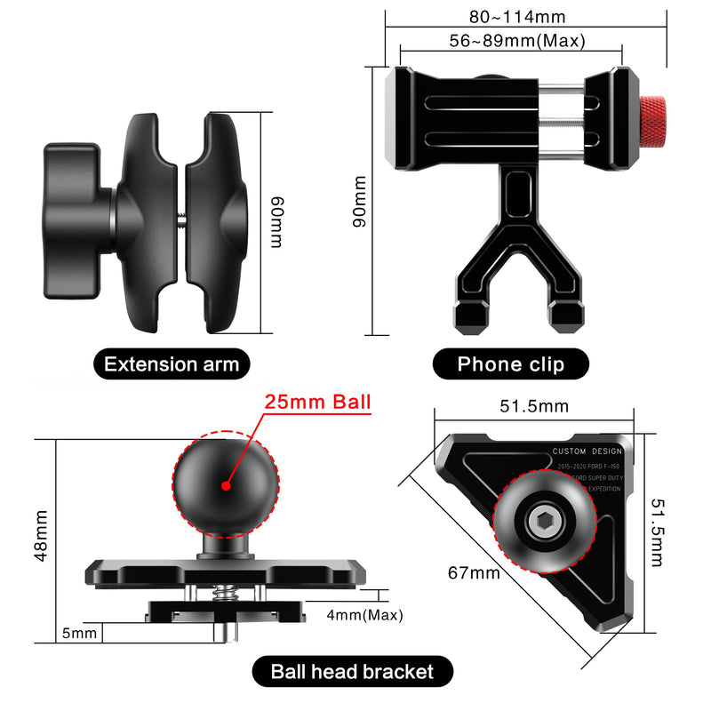 EASEORD Vent Phone Mount for Ford F-150 2015-2020 & Super Duty 2017-2021 | Expedition 2018-2021| 360 Rotation Aluminum F150 Vent Cell Phone Holder for All Smartphones,Custom Fit,Easy Install