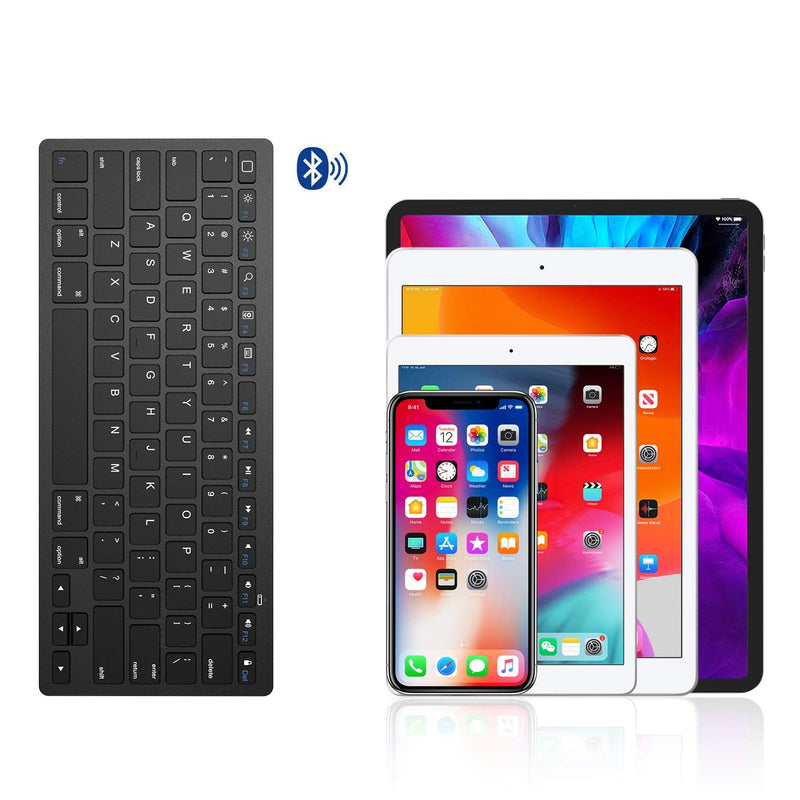 OMOTON Ultra-Slim Bluetooth Keyboard Compatible with iPad 10.2(8th/ 7th Generation)/ 9.7, iPad Air 4th Generation, iPad Pro 11/12.9, iPad Mini, and More Bluetooth Enabled Devices, Black