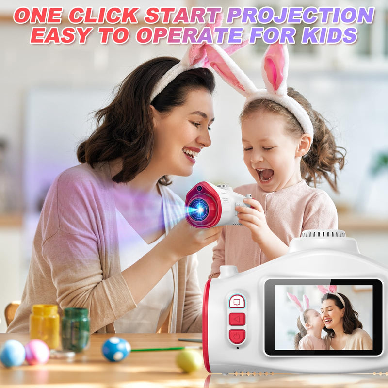 [AUSTRALIA] - Kids Camera, Camera for Kids with Projector, Offers Projection, 48MP Photography, 1080p Video Recording, Kids Digital Camera Christmas Birthday Gifts for Boys Girls Age 3+ (Red) Red 