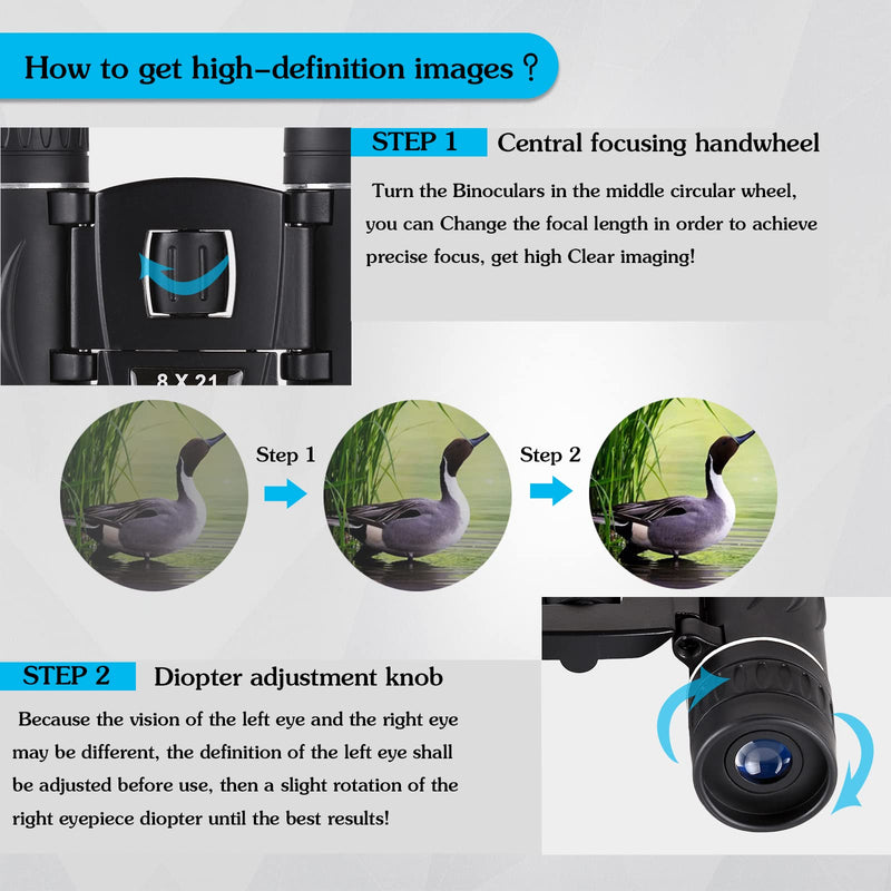 8x21 Mini Compact Pocket Binoculars, Lightweight Foldable Binoculars,Easy Focus Small Binoculars for Adults Kids Bird Watching,Opera Concert, Travel, Hiking, Outdoor Scenery, football game 8X21