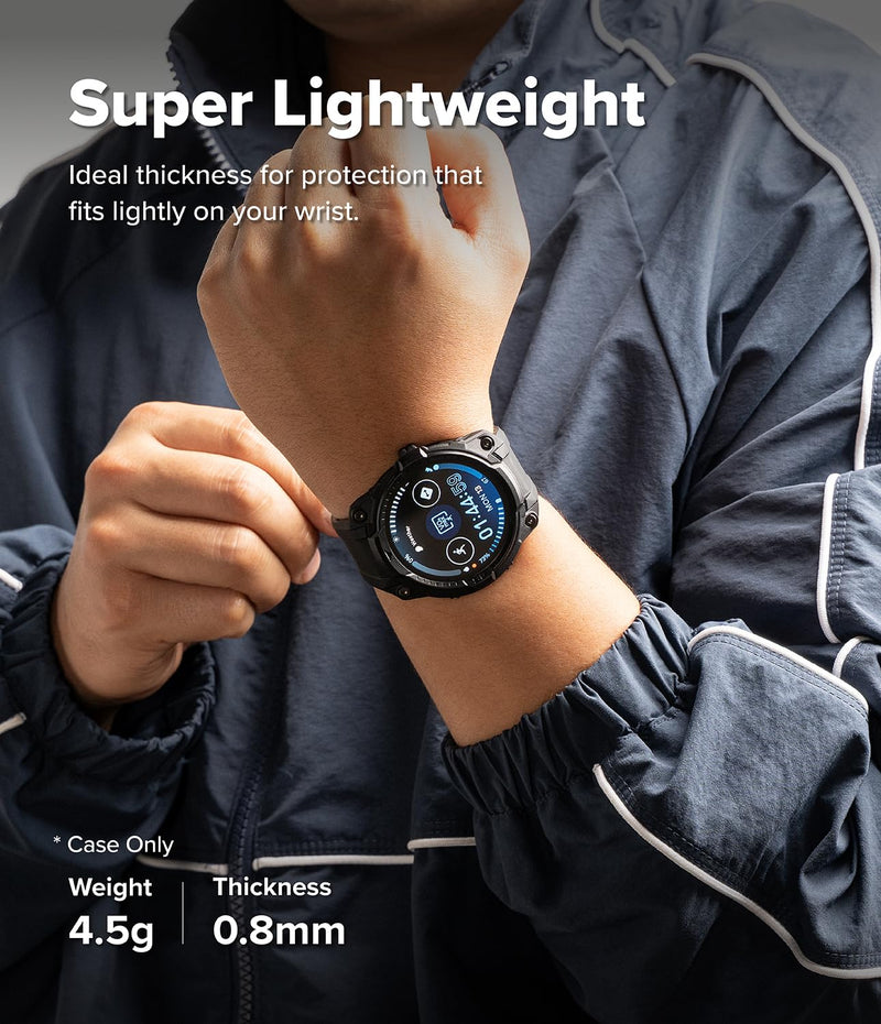 Ringke Bundle [Case with Strap + Screen Protector] for Galaxy Watch 8 44mm : Rugged Gear [All Black] + Tempered Glass Pro [2 Pack]