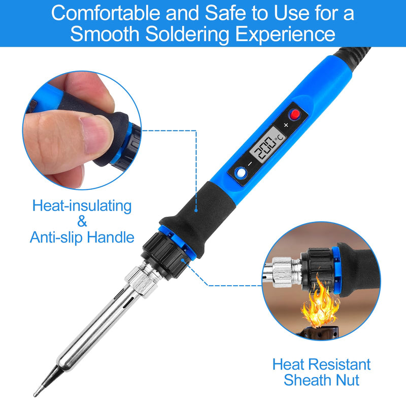 WinGluge 80 W Soldering Iron Set, Soldering Station with Temperature Adjustable 180-480 °C, Soldering Set with Soldering Wire, Soldering Iron Kit with LED Screen and 5 Soldering Tips for Hot Cutting