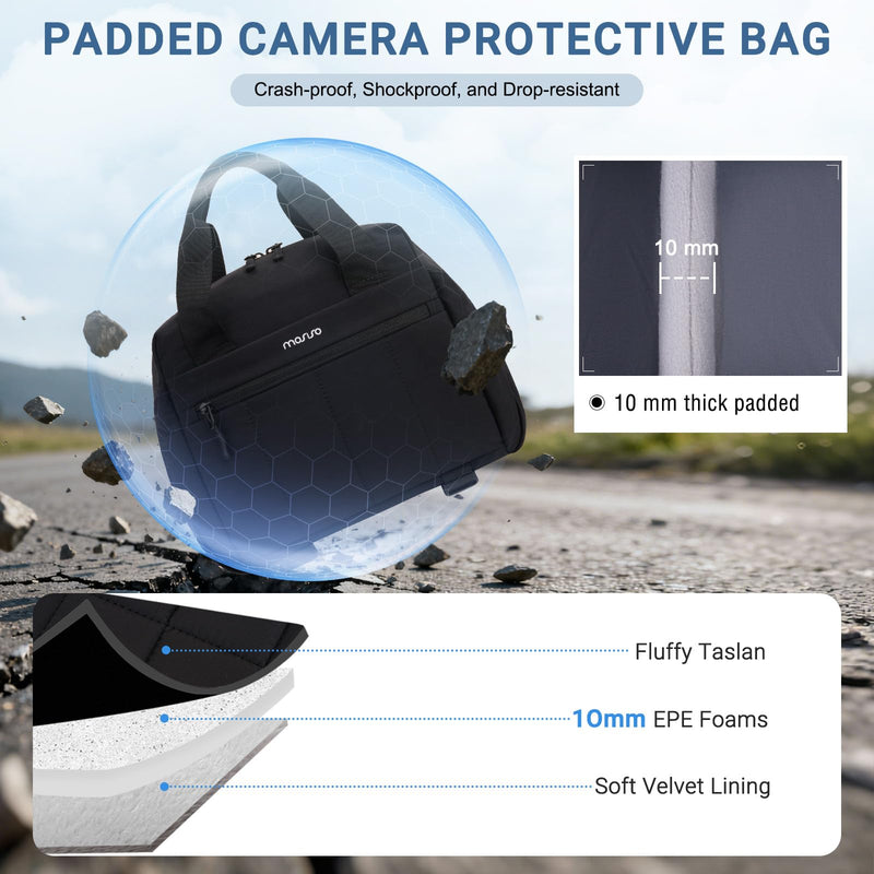 MOSISO Camera Bag, Photography Shoulder Bag Padded Camera Case, Black | DSLR/SLR/Mirrorless Lightweight Padded Camera Case with Rain Cover&Bottom Tripod Holder Compatible with Canon/Nikon/Sony