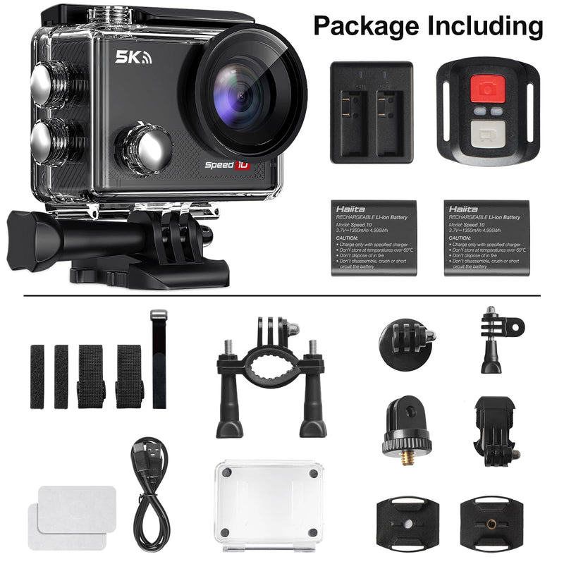 4K Action Camera with 64GB Card 30MP EIS WiFi 131FT Waterproof | 170° wide-angle, 5X zoom, remote control. For biking, snorkeling, helmet. Up to 256GB.2 rechargeable batteries.