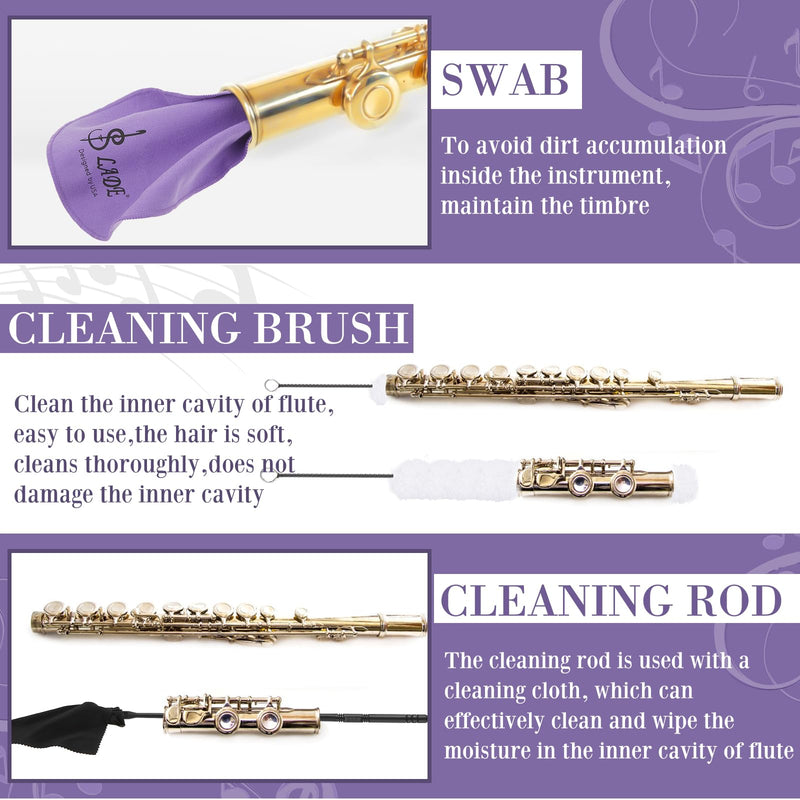 [AUSTRALIA] - 40 Pcs Flute Cleaning Kit Flute Accessories All in 1 Flute Cleaner Kit Maintenance Kit Care Kit with Flute Cleaning Brush Flute Cleaning Rod Flute Swab Flute Plugs Thumb Rest Cushion (Purple) Purple 